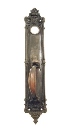Antique Victorian 18 In. Bronze Door Pull With Lock Insert