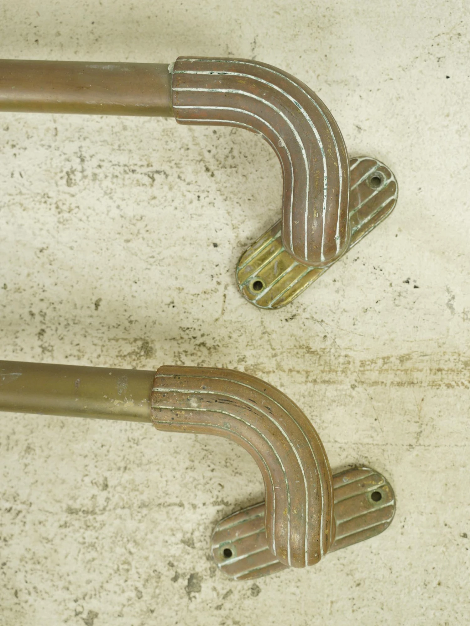 Pair Of Vintage European 40 In. Brass Commercial Door Pulls 5 Pair Of Vintage European 40 In. Brass Commercial Door Pulls - Image 3