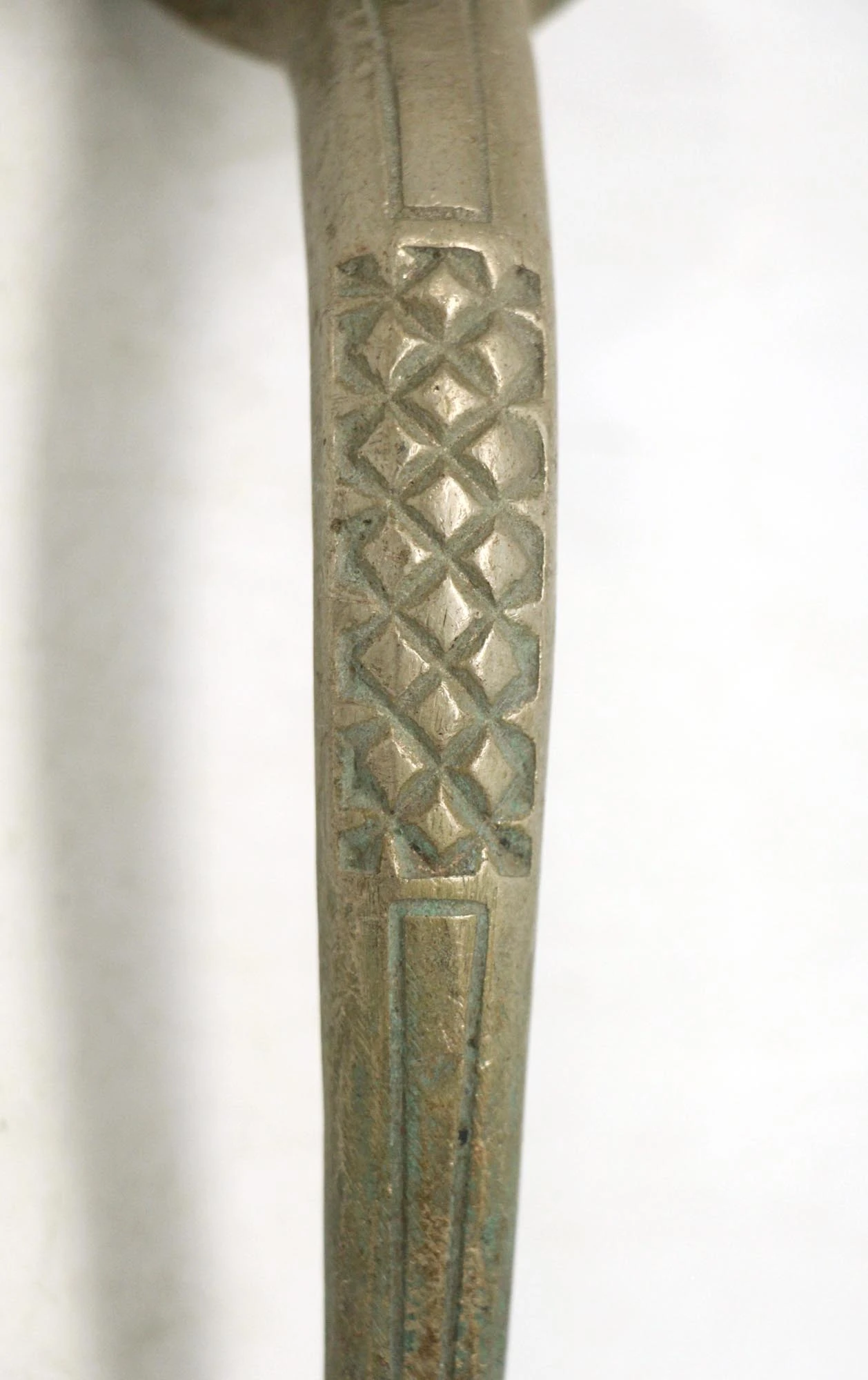 Antique 12.5 In. Arts & Crafts Nickel Over Iron Door Pull 5 Antique 12.5 In. Arts & Crafts Nickel Over Iron Door Pull - Image 3