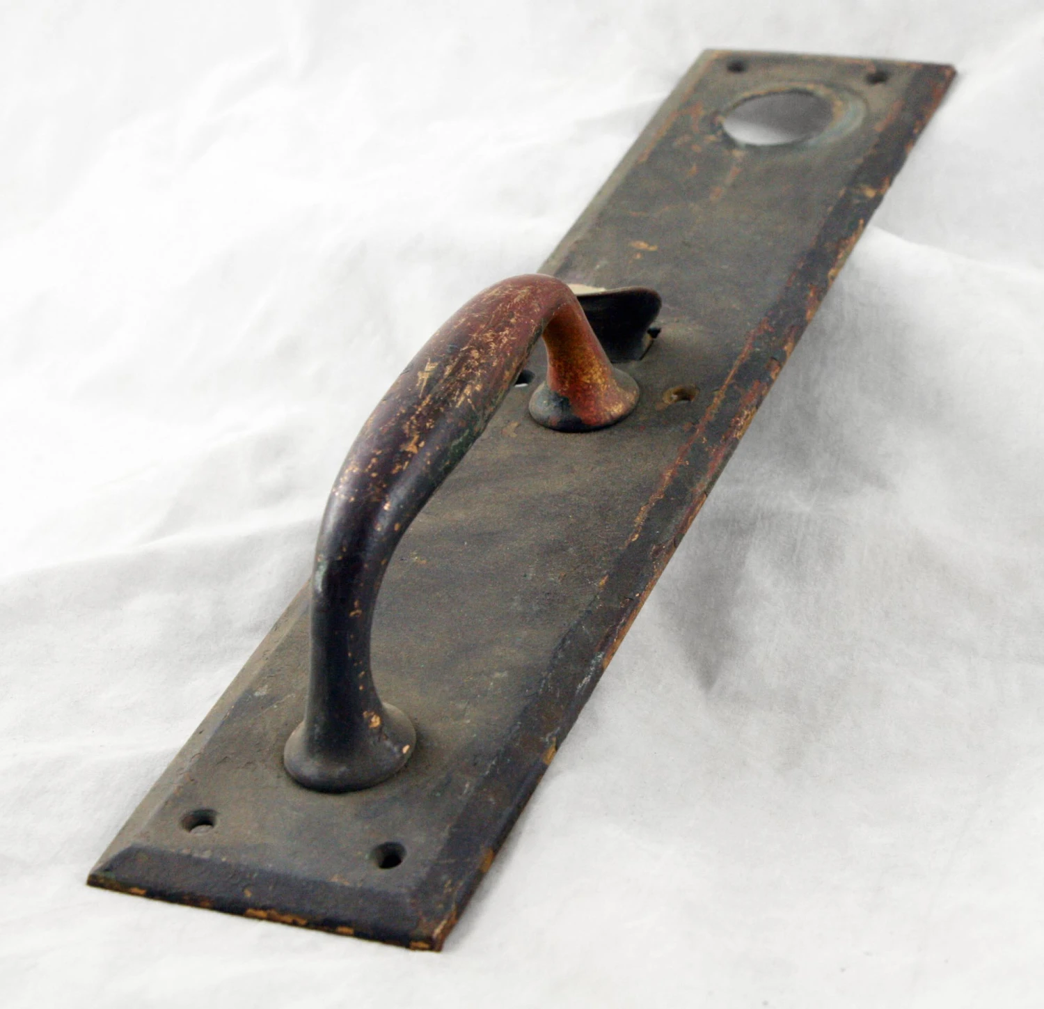 Antique 14.375 In. Bronze Door Pull With Lock Insert 4 Antique 14.375 In. Bronze Door Pull With Lock Insert - Image 2