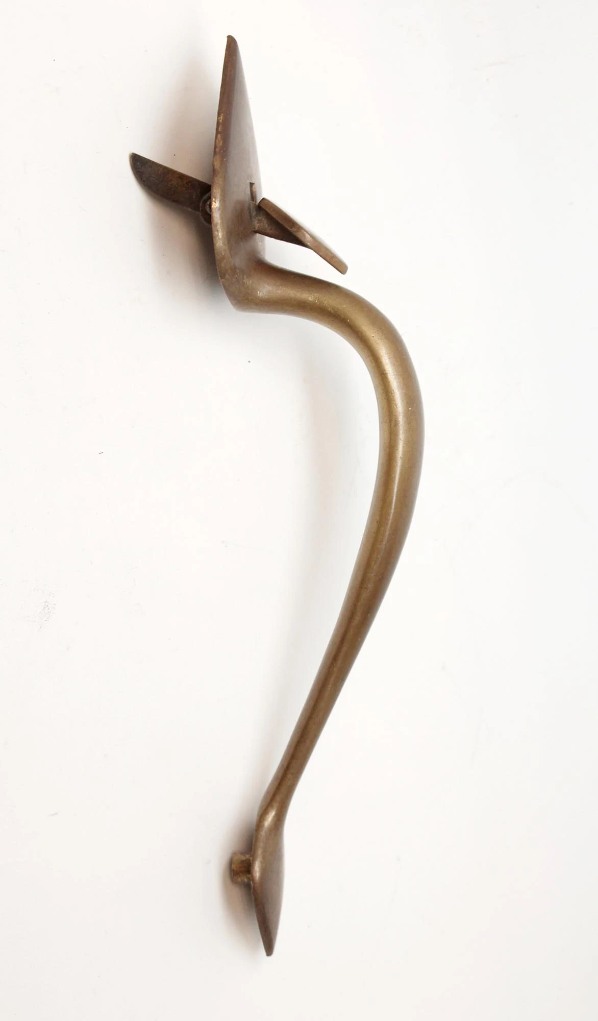 Old Colonial Spade Shaped Brass Door Handle 4 Old Colonial Spade Shaped Brass Door Handle - Image 2