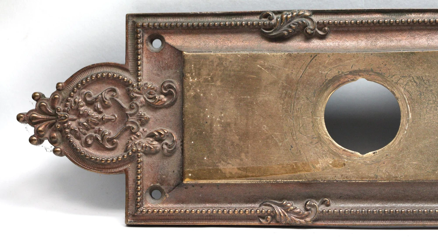 Antique Victorian Right Hand 24.25 In. Brass Entry Pull 4 Antique Victorian Right Hand 24.25 In. Brass Entry Pull - Image 2