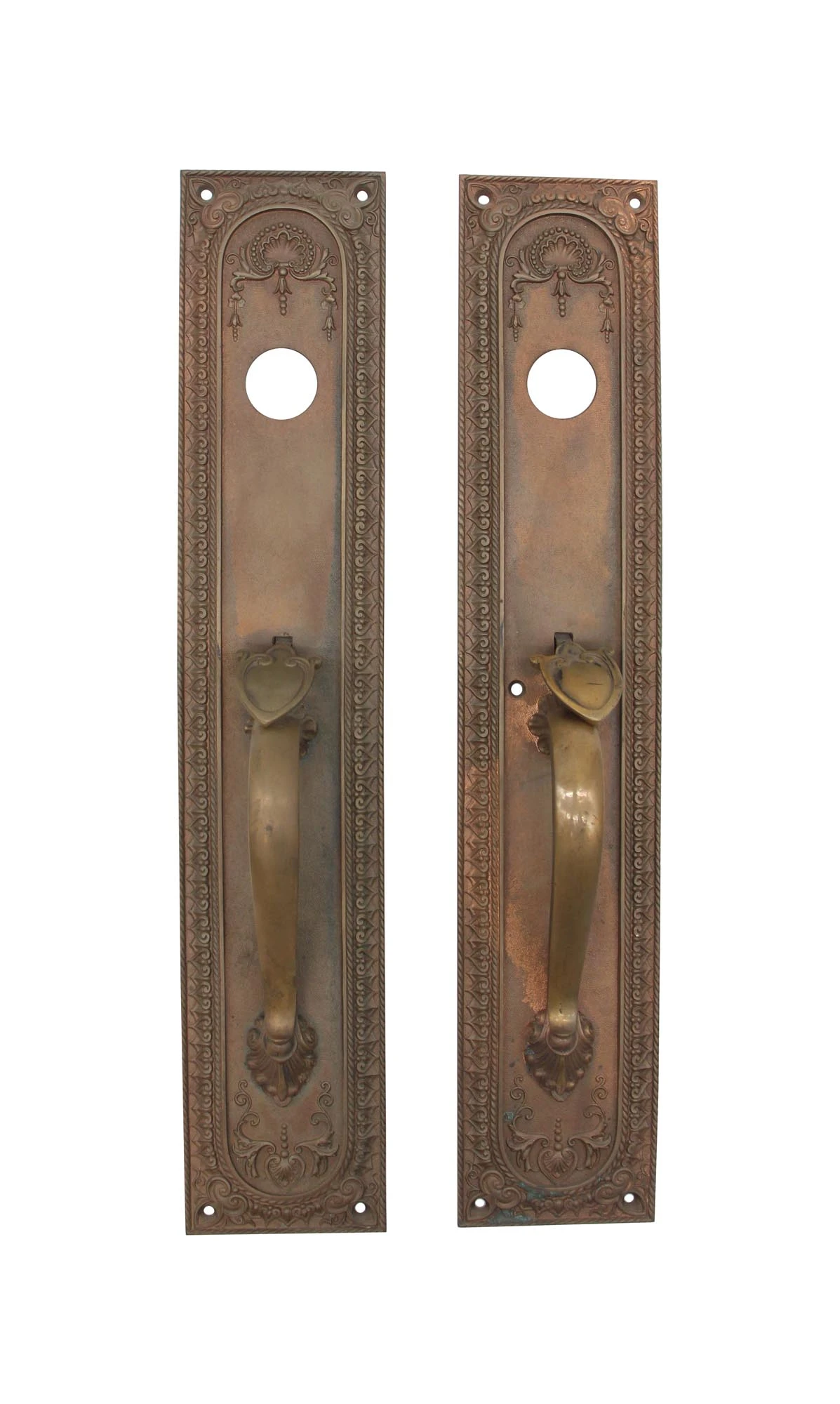 Pair Of Antique 18 In. Neoclassical Copper Entry Bronze Door Pulls 3 Pair Of Antique 18 In. Neoclassical Copper Entry Bronze Door Pulls