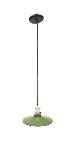 1910 Green Enameled Metal Factory Pendant Light