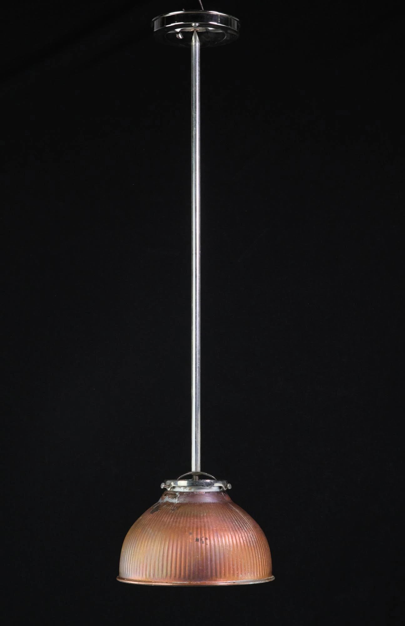 1910 Silver Reflector Glass With Copper Plated Shade Pendant Light 3 1910 Silver Reflector Glass With Copper Plated Shade Pendant Light