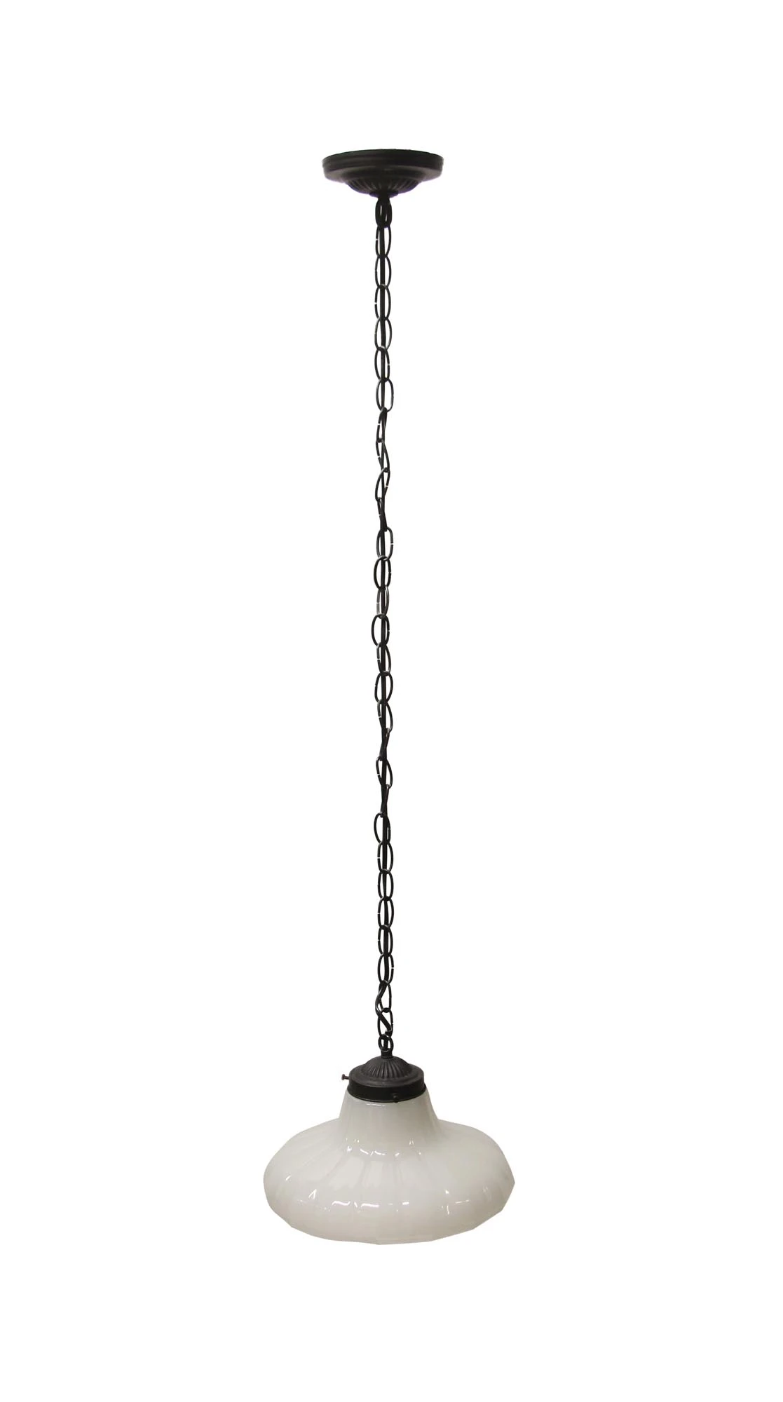 1910s Fluted 11.75 In. Milk Glass Pendant Light 3 1910s Fluted 11.75 In. Milk Glass Pendant Light