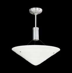 1950s Mid Century White Cast Glass Dish Pendant Light