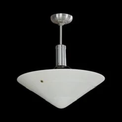 1950s Mid Century White Cast Glass Pendant Light