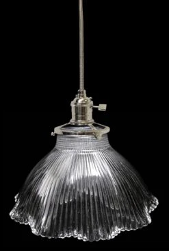 Antique 1920s 6.5 In. Glass Holophane Pendant Light