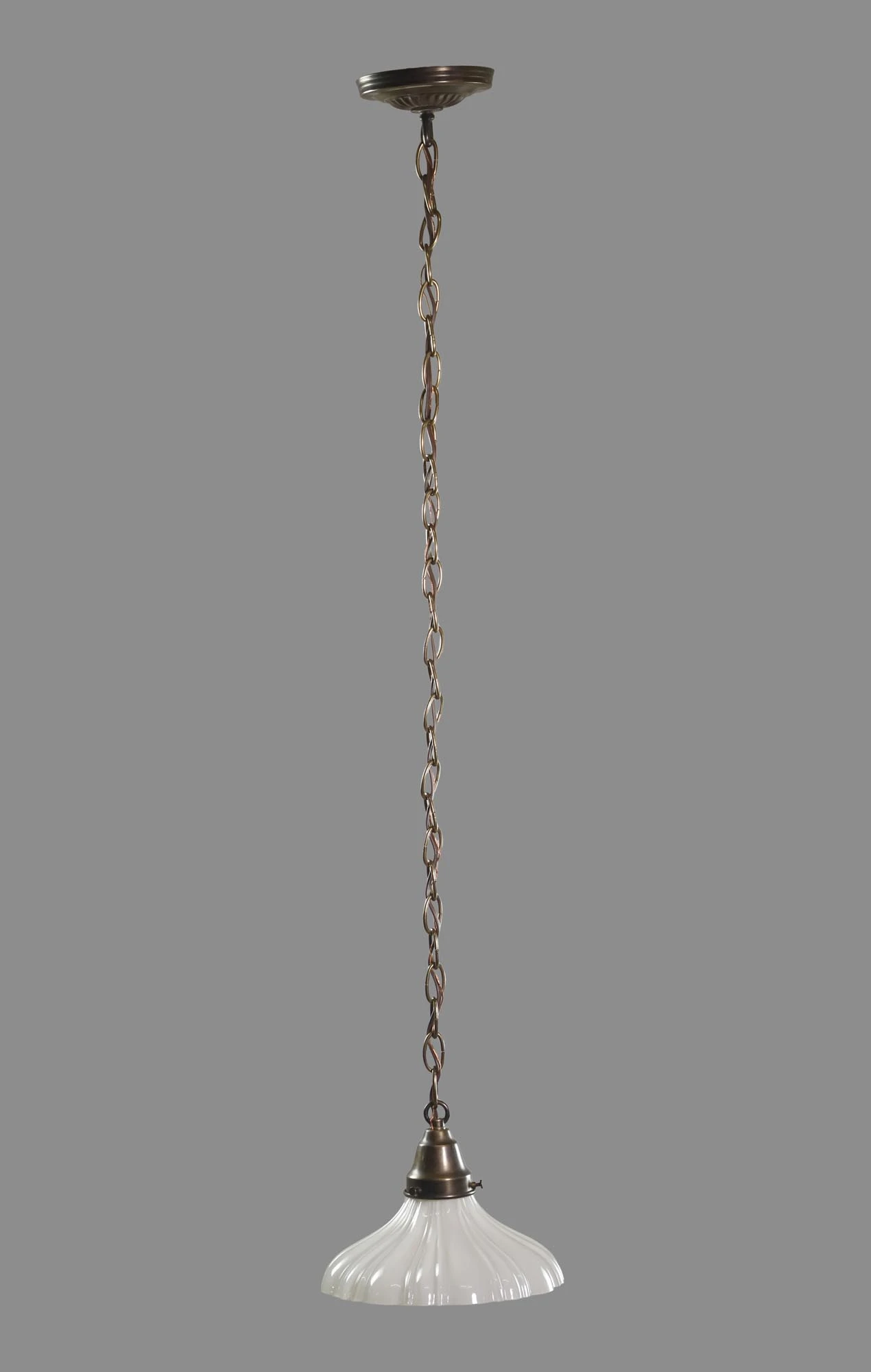 Antique Traditional Milk Glass Brass Chain Pendant Light 3 Antique Traditional Milk Glass Brass Chain Pendant Light