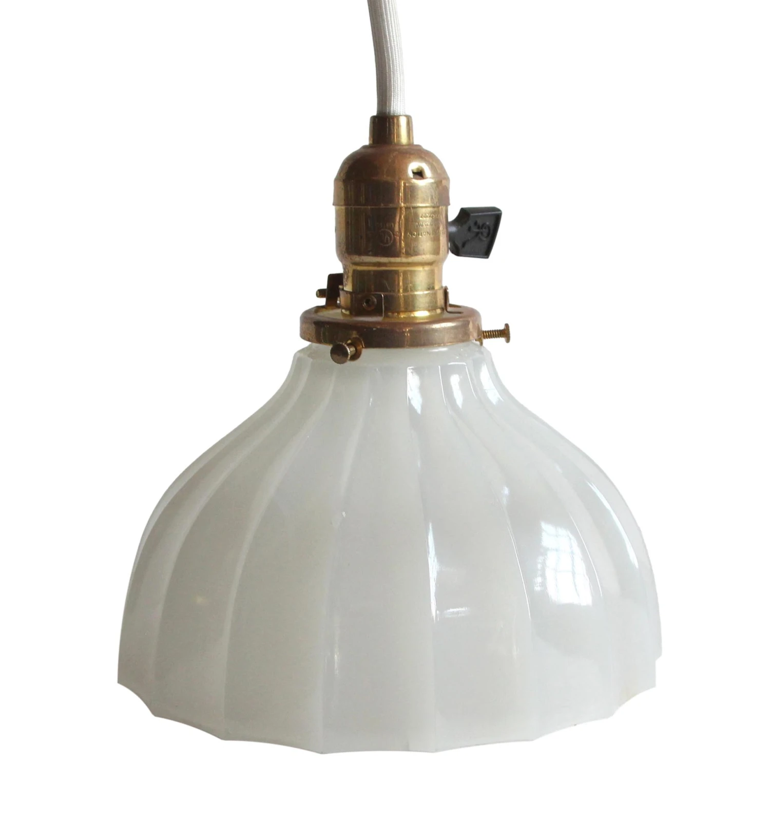 Antique White Milk Glass 7.25 In. Pendant Light 3 Antique White Milk Glass 7.25 In. Pendant Light