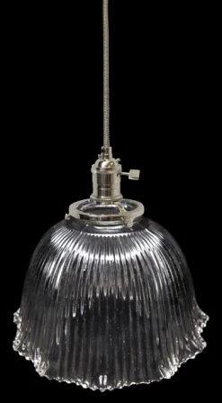 Custom 1920 Holophane 7 In. Clear Glass Pendant Light