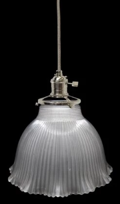 Custom 1920s 6 In. Holophane Glass Pendant Light