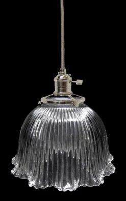 Custom 1920s Holophane 6 In. Glass Pendant Light