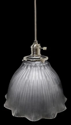 Custom 1920s Holophane Clear 6.75 In. Pendant Light