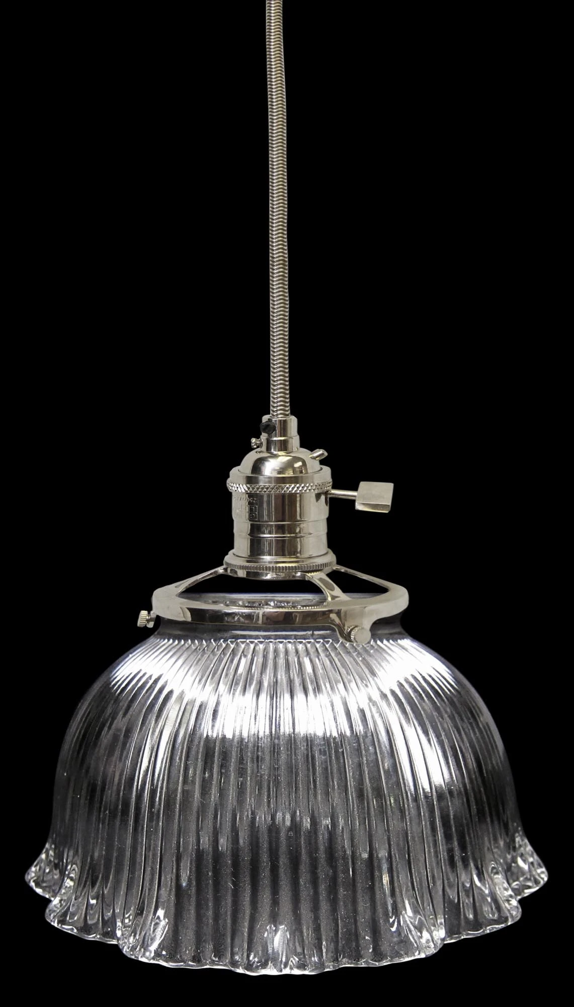 Custom 1920s Holophane Clear Glass 7.25 In. Pendant Light 3 Custom 1920s Holophane Clear Glass 7.25 In. Pendant Light
