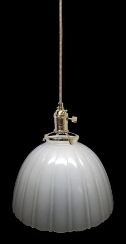 Custom 1920s White 10.25 In. Milk Glass Kitchen Pendant Light