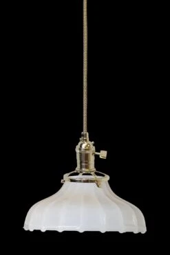 Custom 1920s White 7.25 In. Milk Glass Pendant Light