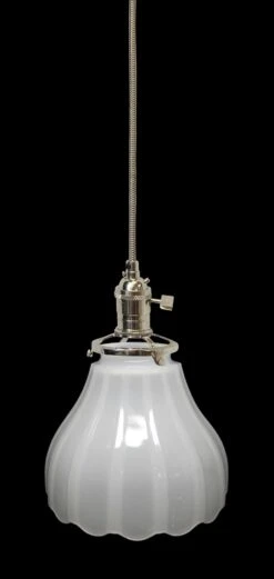 Custom 1920s White Milk Glass 5.75 In. Kitchen Pendant Light