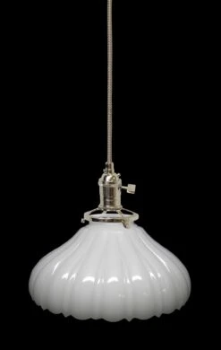 Custom 1920s White Milk Glass 6.375 In. Pendant Light