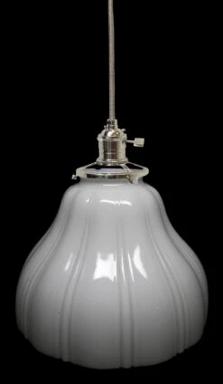 Custom 1920s White Milk Glass 7.25 In. Pendant Light