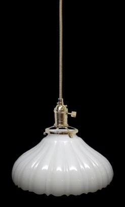 Custom 1920s White Milk Glass 7.5 In. Kitchen Pendant Light