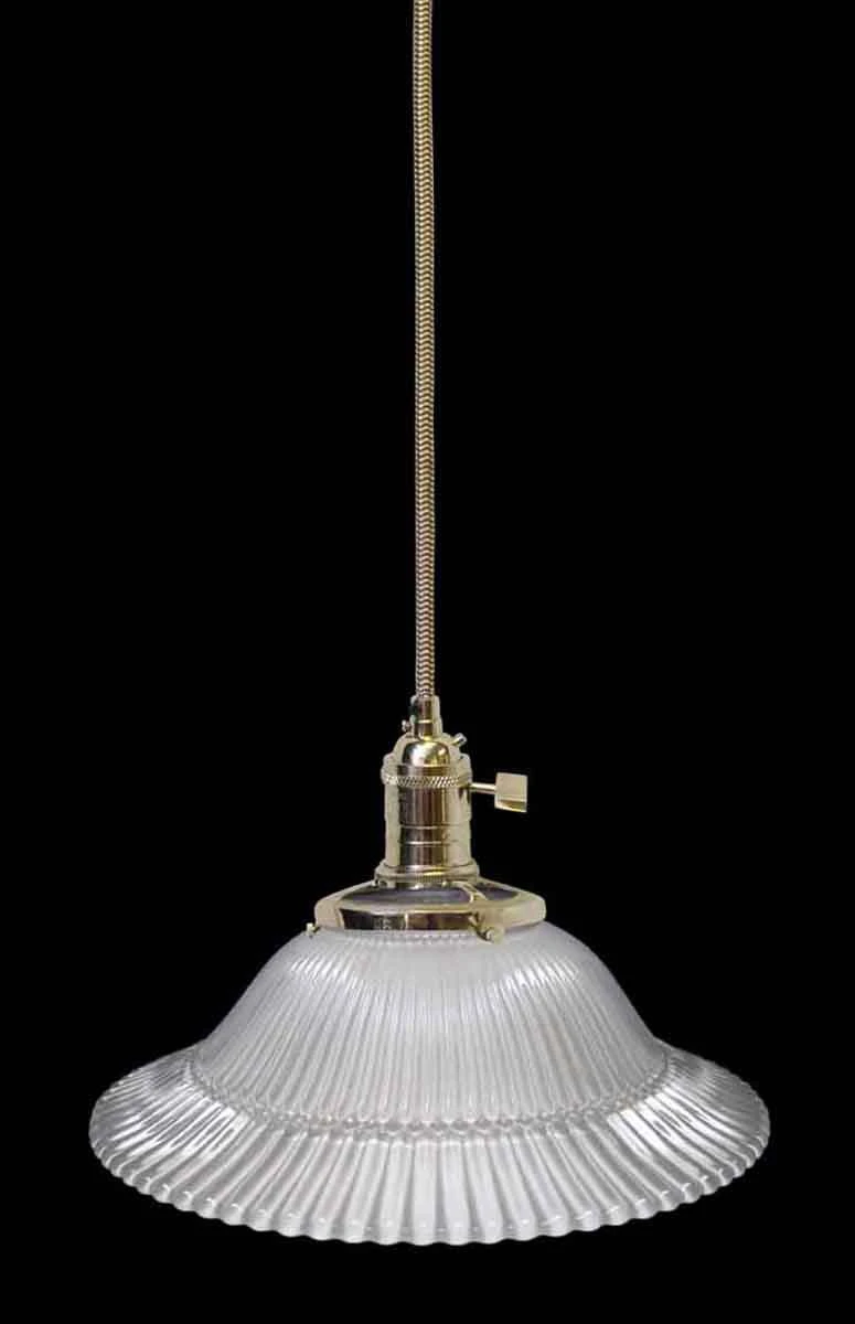 Custom 1950s Frosted 7.5 In. Holophane Pendant Light 3 Custom 1950s Frosted 7.5 In. Holophane Pendant Light