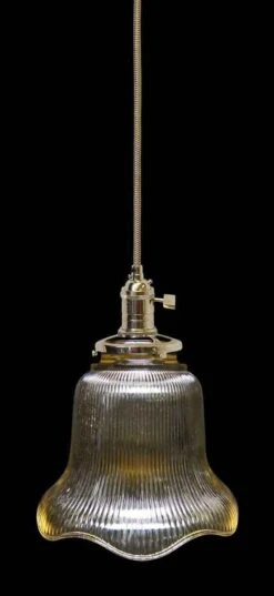 Custom Amber 6 In. Glass Holophane Style Pendant Light