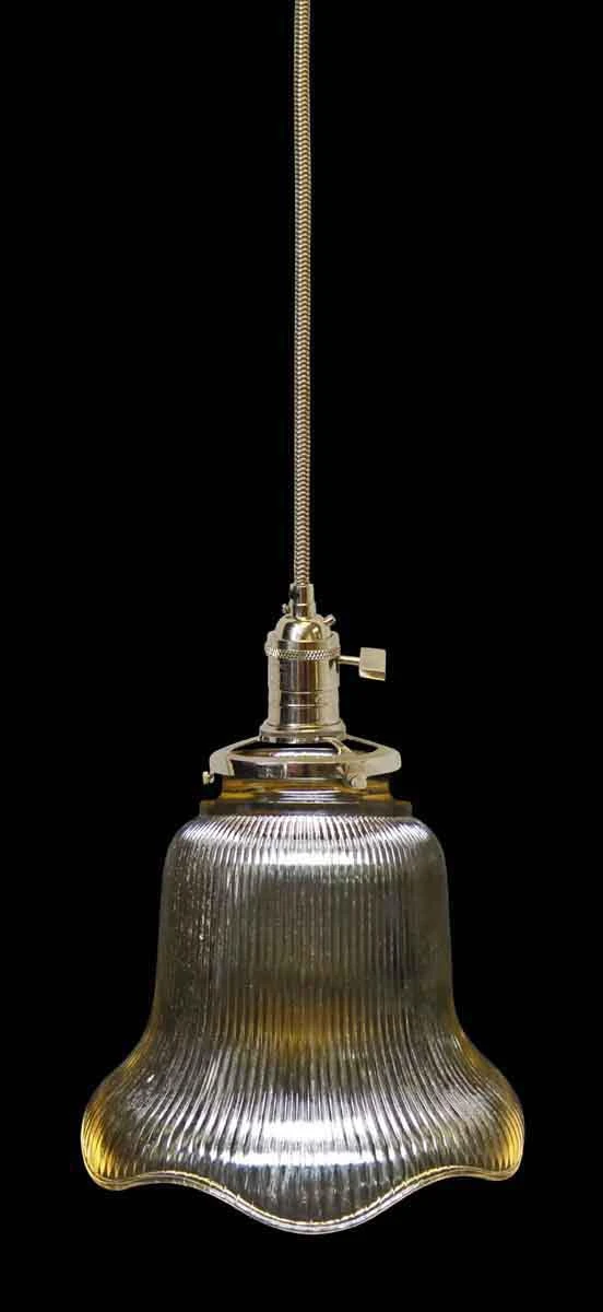 Custom Amber 6 In. Glass Holophane Style Pendant Light 3 Custom Amber 6 In. Glass Holophane Style Pendant Light