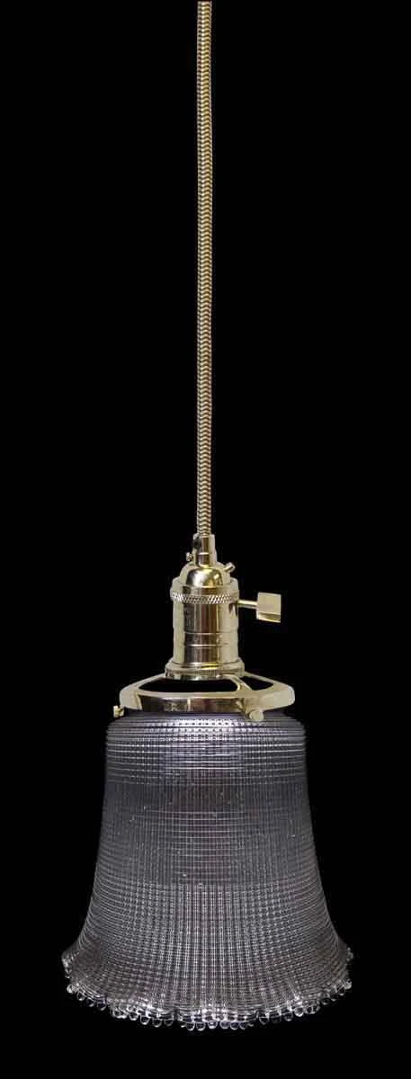 Custom Antique 6.25 In. Clear Holophane Glass Pendant Light 3 Custom Antique 6.25 In. Clear Holophane Glass Pendant Light