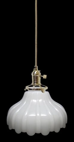 Custom Antique 7 In. White Milk Glass Kitchen Pendant Light