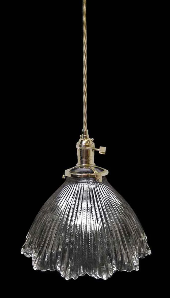 Custom Antique 7.5 In. Clear Holophane Kitchen Pendant Light 3 Custom Antique 7.5 In. Clear Holophane Kitchen Pendant Light