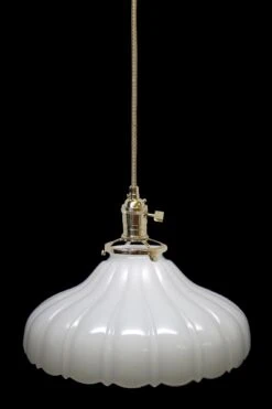 Custom Antique 9 In. White Milk Glass Kitchen Pendant Light