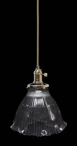 Custom Antique Clear 6.375 In. Holophane Kitchen Pendant Light