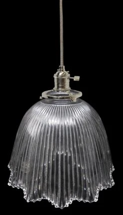 Custom Antique Clear 7.875 In. Holophane Pendant Light