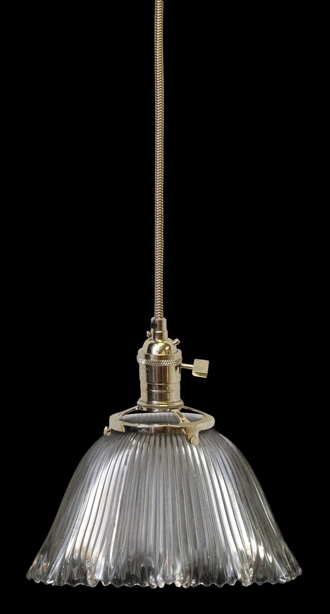 Custom Antique Clear Holophane 6.5 In. Glass Pendant Light 3 Custom Antique Clear Holophane 6.5 In. Glass Pendant Light