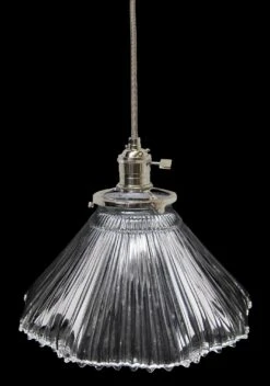 Custom Antique Clear Holophane 7 In. Pendant Light