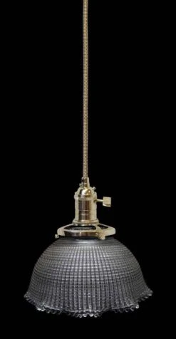 Custom Antique Holophane 6 In. Glass Kitchen Pendant Light