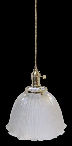 Custom Antique Holophane 9.25 In. Clear Glass Pendant Light