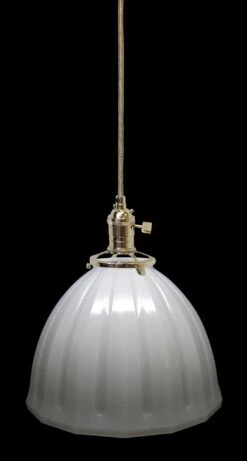 Custom Antique White Milk Glass 10 In. Dome Pendant Light