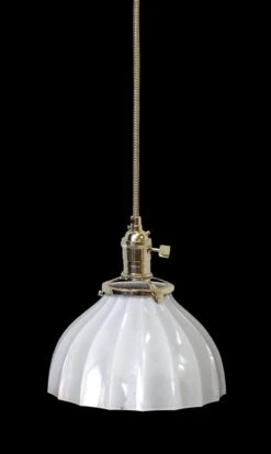Custom Antique White Milk Glass 7.25 In. Pendant Light