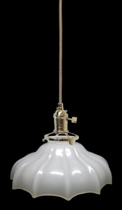 Custom Antique White Milk Glass 7.5 In. Kitchen Pendant Light