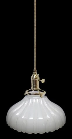 Custom Antique White Milk Glass 7.75 In. Kitchen Pendant Light