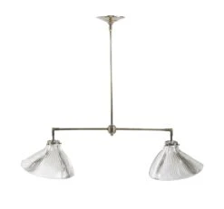 Double Holophane Prism Glass Pendant Light