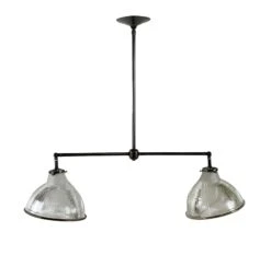Double Industrial Holophane Adjustable Arms Pendant Light