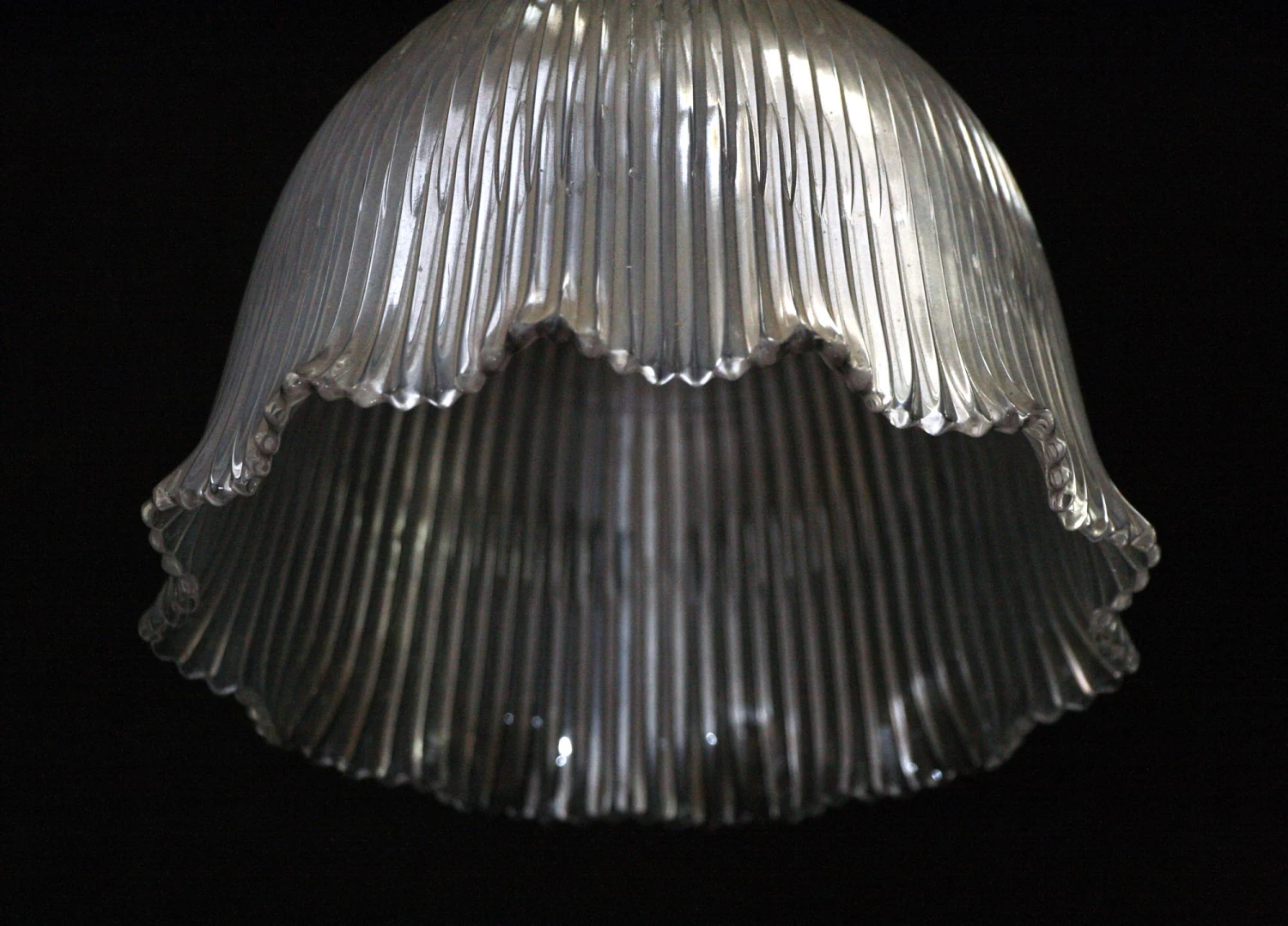 Custom Antique Clear Holophane 6.5 In. Glass Pendant Light 4 Custom Antique Clear Holophane 6.5 In. Glass Pendant Light - Image 2