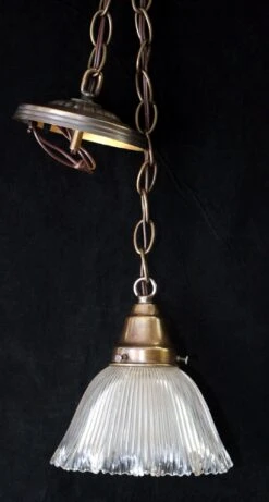 Custom Antique Clear Holophane 6.5 In. Glass Pendant Light 10 Custom Antique Clear Holophane 6.5 In. Glass Pendant Light -OGT Sale Store down lights for sale e109286