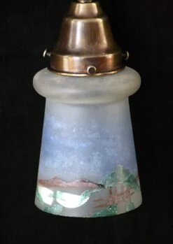 Custom Vintage Hand Painted Scenic Glass 3.75 In. Globe Pendant Light -OGT Sale Store down lights for sale k196825