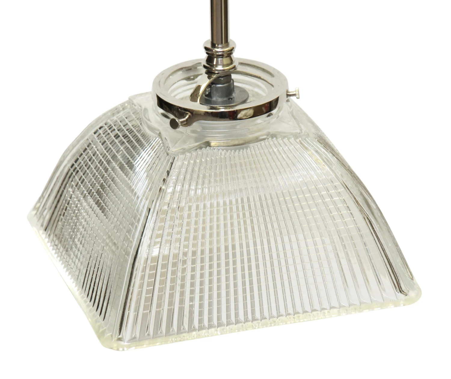 Industrial Clear Glass Square Holophane Pole Pendant Light 5 Industrial Clear Glass Square Holophane Pole Pendant Light - Image 3