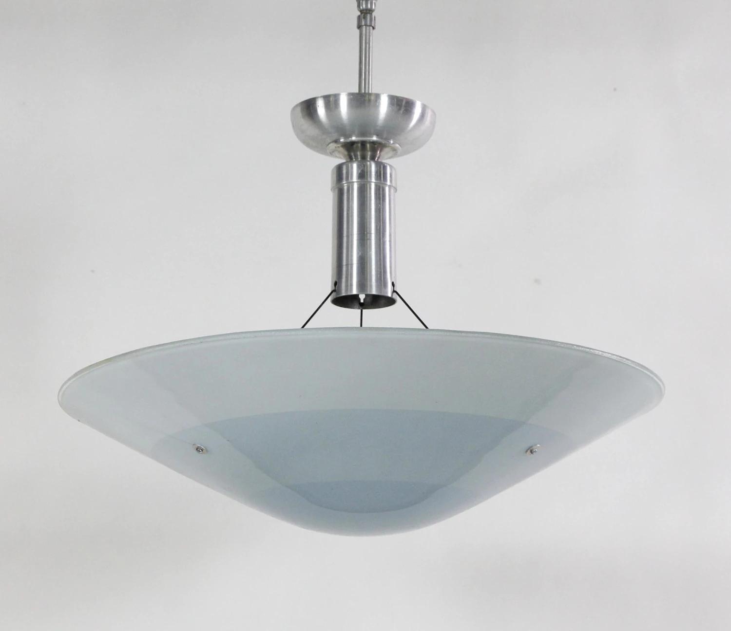 1950s Mid Century Concentric Circle Ombre Blue Glass Pendant Light 5 1950s Mid Century Concentric Circle Ombre Blue Glass Pendant Light - Image 3